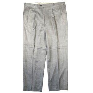 Paul Fredrick Mens Size 44 Gray 100% Wool Pleated Dress Pants Made in Italy